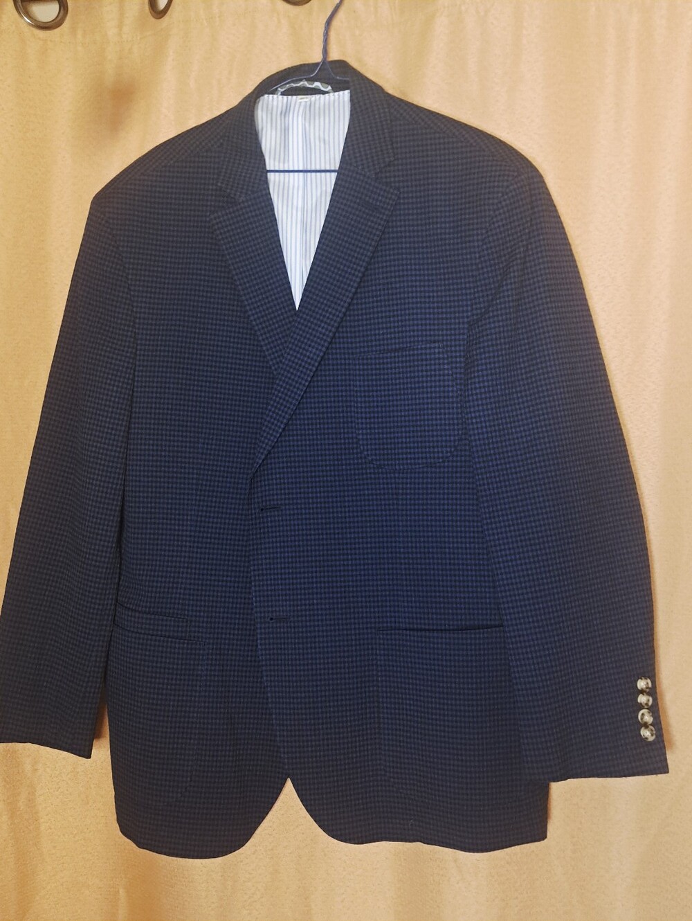 Men's Navy Micro-Check Two-Button Sport Coat